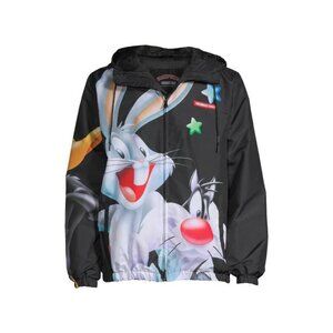 Members Only Looney Tunes Bugs Bunny Windbreaker Black Sportswear Hoodie Jacket